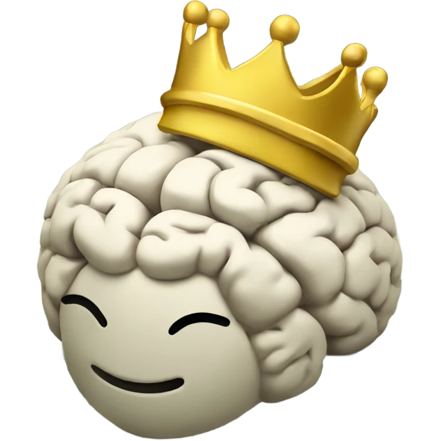 Brain wearing a crown on top of stack of cash emoji