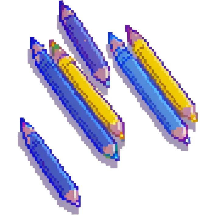 Eleven blue crayons arranged in various positions emoji