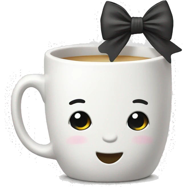 White mug with bow emoji