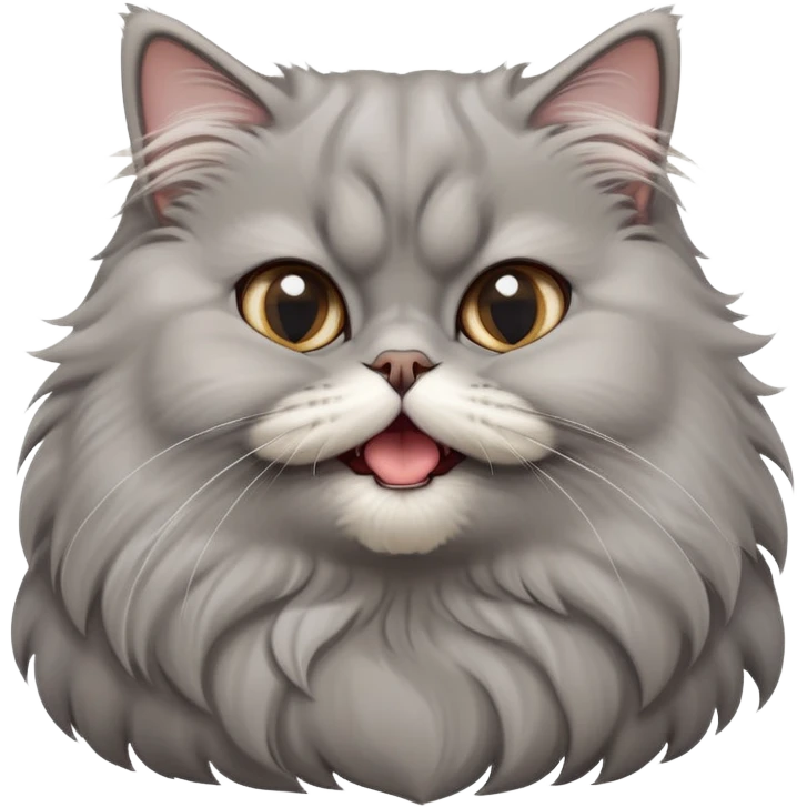 cinematic-adorable-big-eyed-fluffy-grey-persian-cat-portrait-emoji,-head-tilted-playfully-with-a-cute,-exaggerated-yawn,-fluffy-grey,-simplified-yet-irresistibly-cute-features emoji