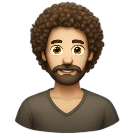 a man with frizzy hair, bushy beard, and crooked nose emoji