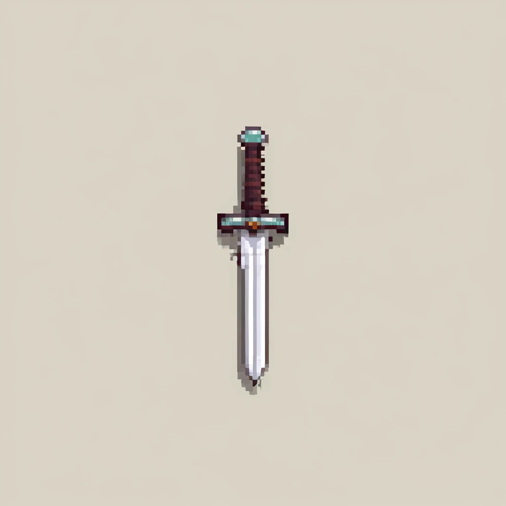 Minecraft style sword, light beige tone, pixel art emoji