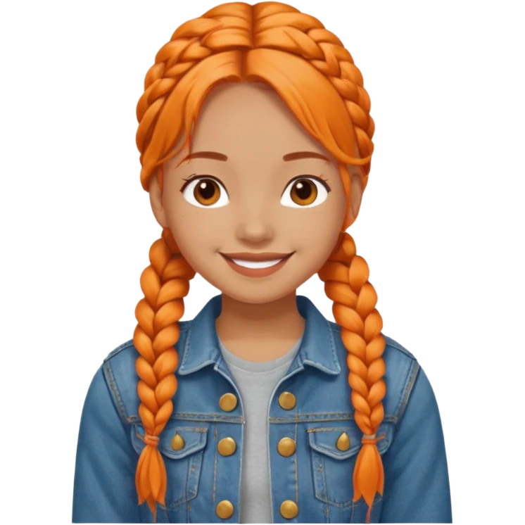 orange braids hair girl, tan skin, wear jean jacket emoji