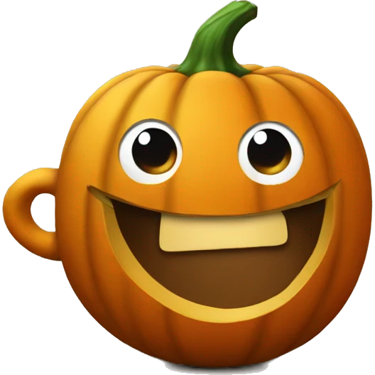 Pumpkin drinking coffee emoji