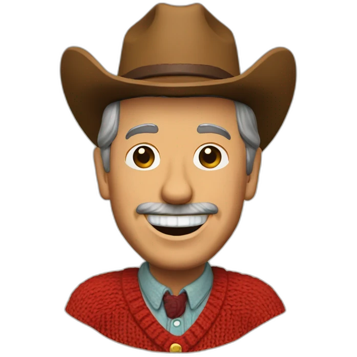 Fred rogers wearing a cowboy hat emoji