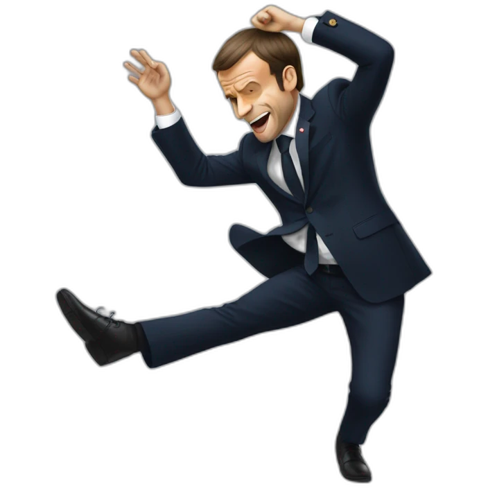 Emmanuel Macron doing dab emoji
