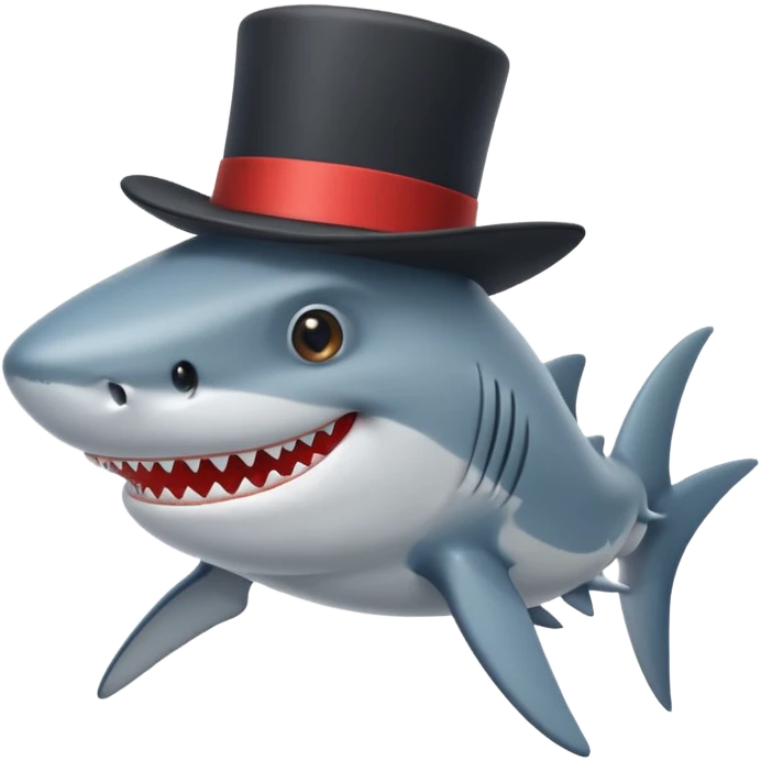 Shark with a top hat emoji