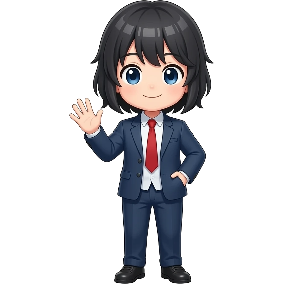 Anime character saying hello emoji