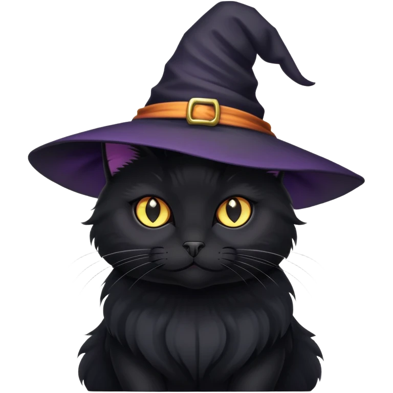 Black cat in a witch's hat emoji