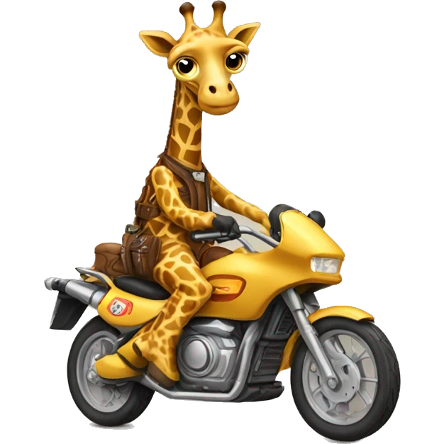 Giraffe riding motorcycle  emoji
