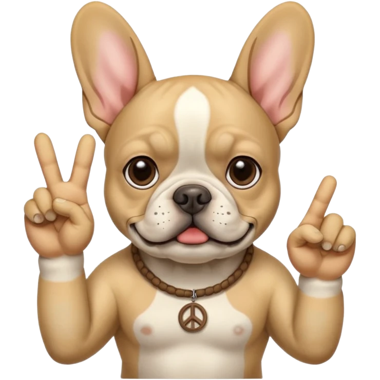 French bulldog sand color giving a peace sign emoji