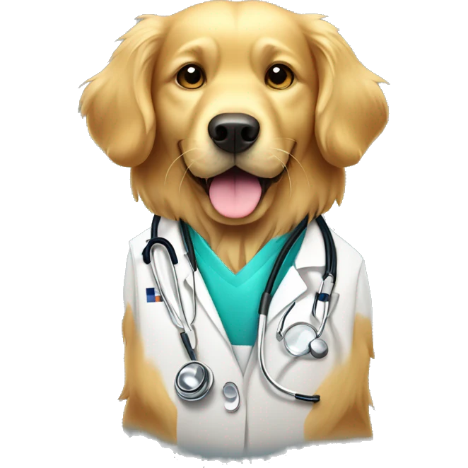 golden retriever dog doctor with stethoscope emoji