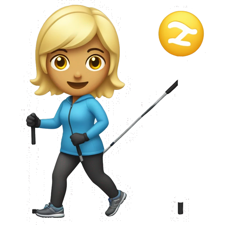 women Nordic Walking with left pole behind her body and right hand pole beside her body  emoji