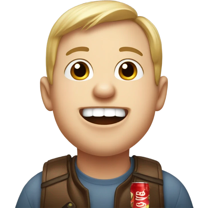 Down syndrome man drinking a cola emoji
