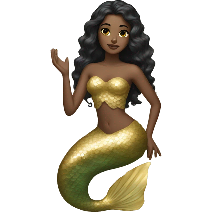 Ethereal gold mermaid with olive toned skin and black hair  emoji