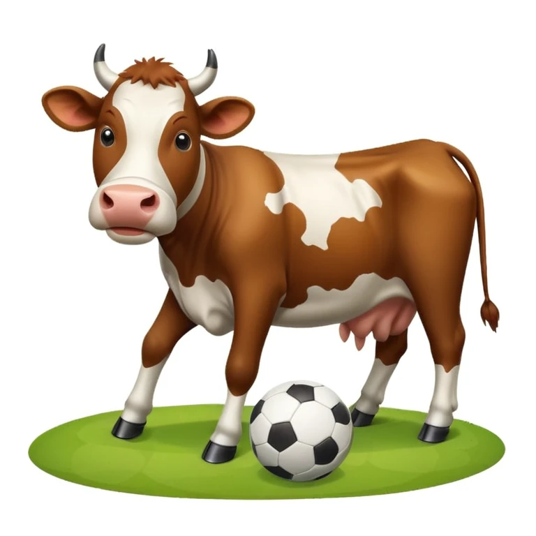 A cow playing football emoji