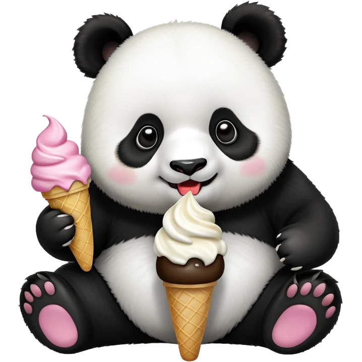 Panda eating ice cream emoji