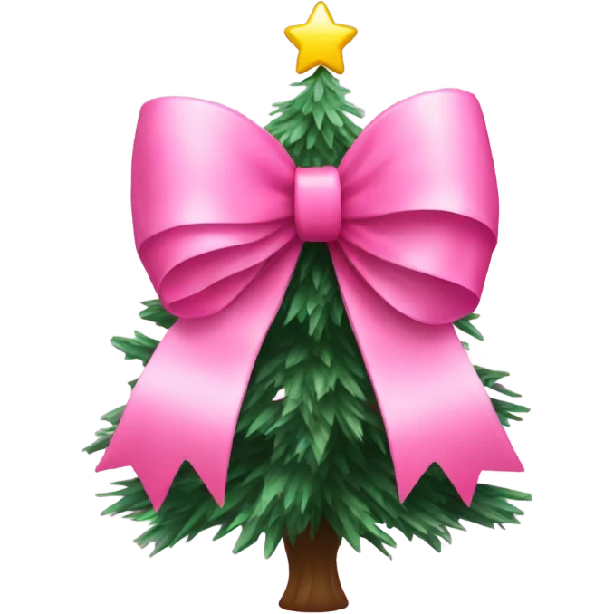 Pink bow on a Christmas tree emoji