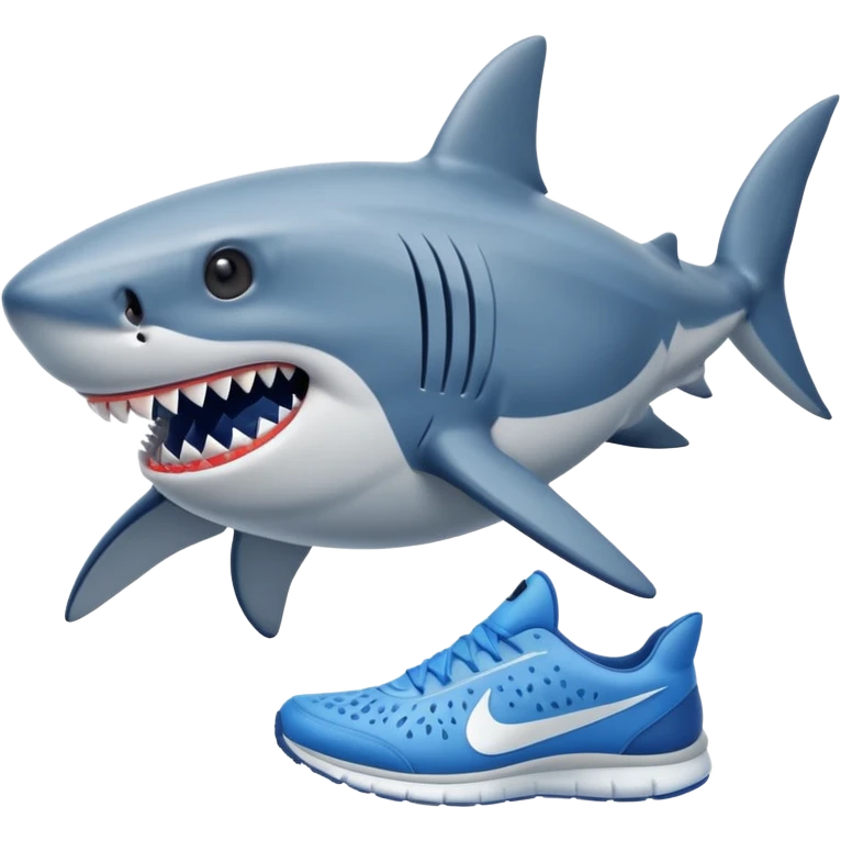 shark wearing blue Nike shoes emoji
