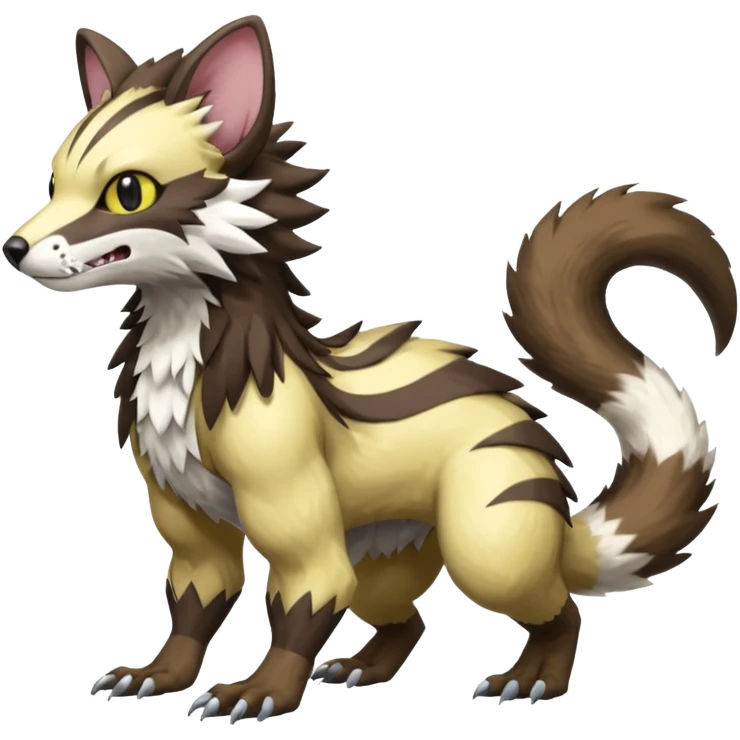 Trico-Sergal-Furret-Wolverine-Vernid-fusion-Fakemon-animal-hybrid-creature, full body emoji