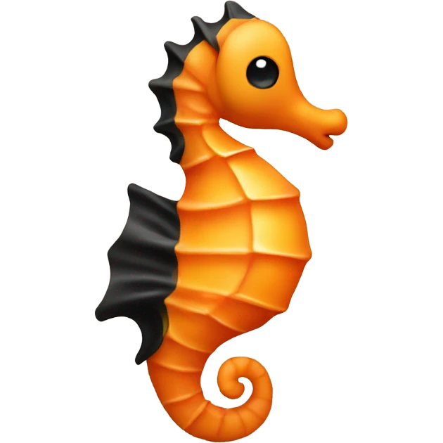 Orange sea horse looking to the left with brown/black  eyes emoji