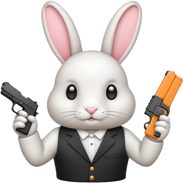 Crea un emoji de un conejo sosteniendo una glok realista de iPhone  emoji