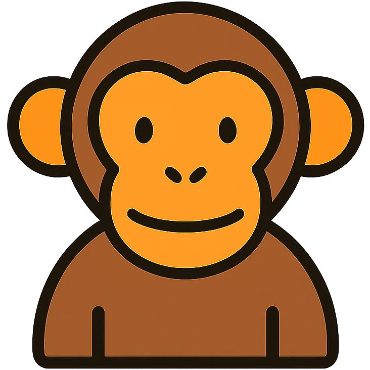 monkey, lineal color icon with black outlines, simple and modern emoji