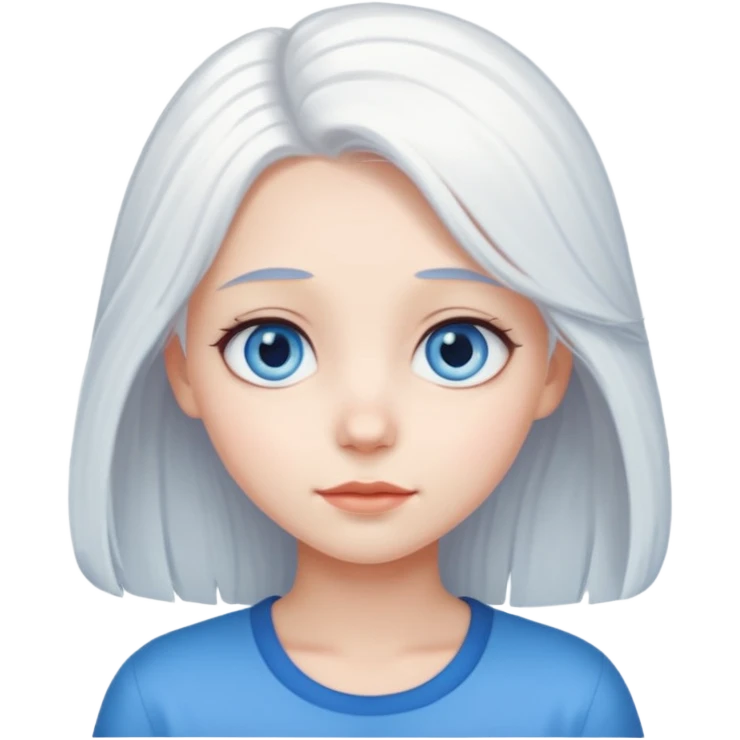 pure white hair, cute girl emoji