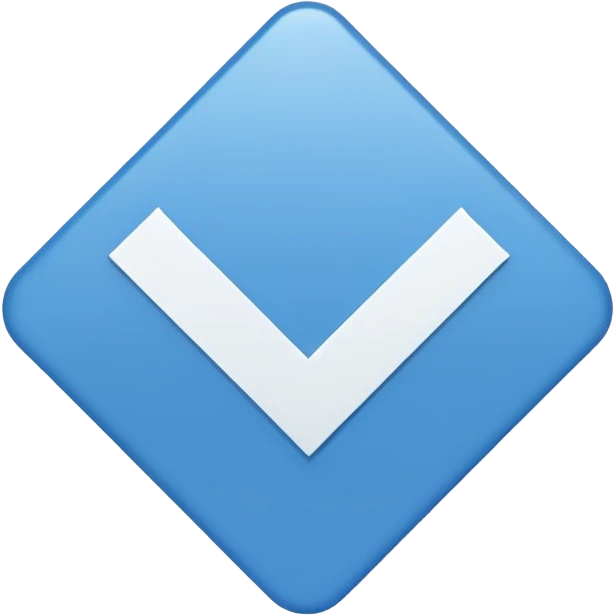 A blue square with a white cartoony checkmark in the middle. The image should be 2d emoji
