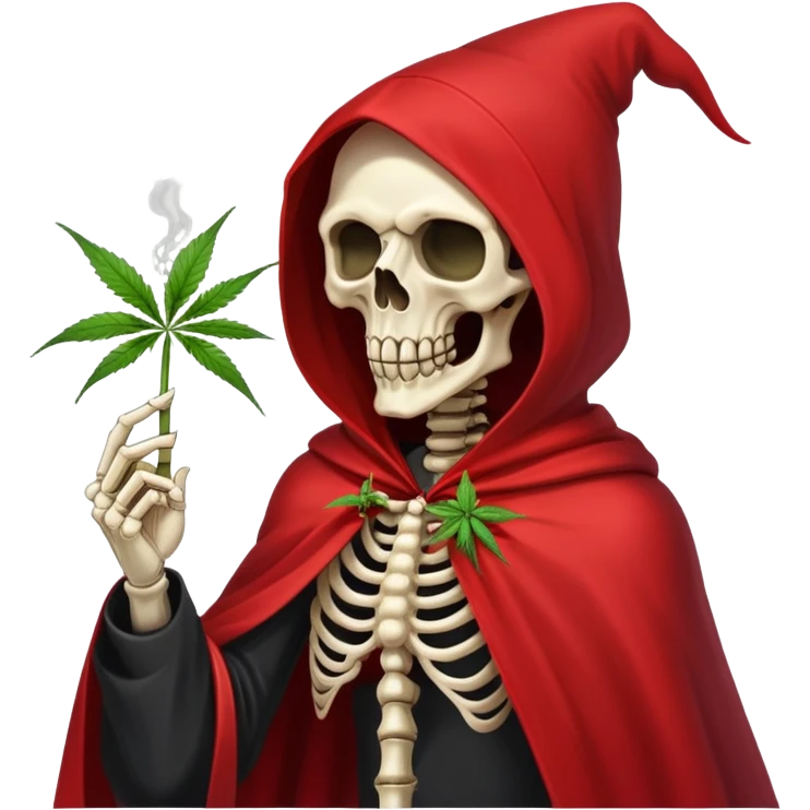 demonic grim reaper in red cape smoking weed emoji