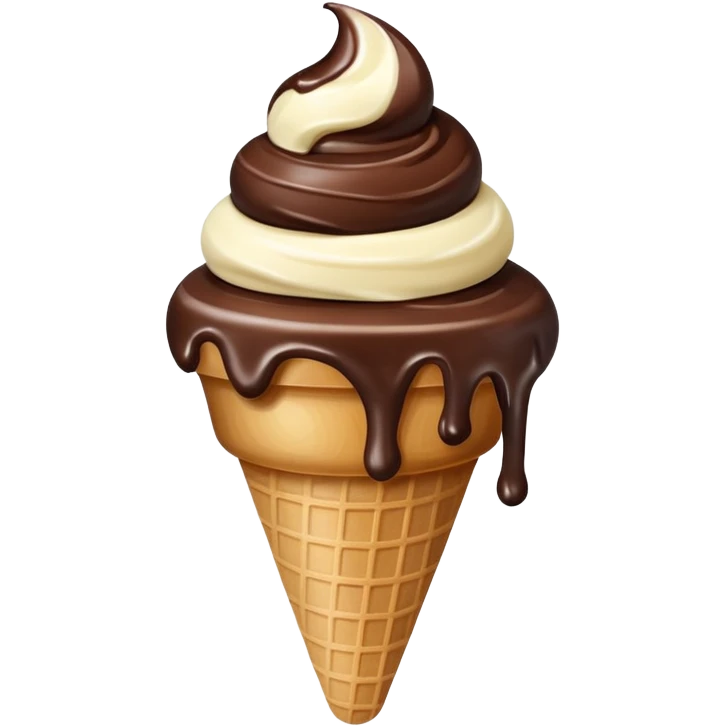 melted white and dark chocolate ice cream emoji