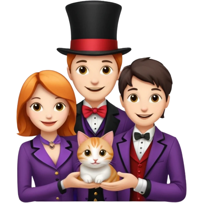 magician couple and their pet cat emoji