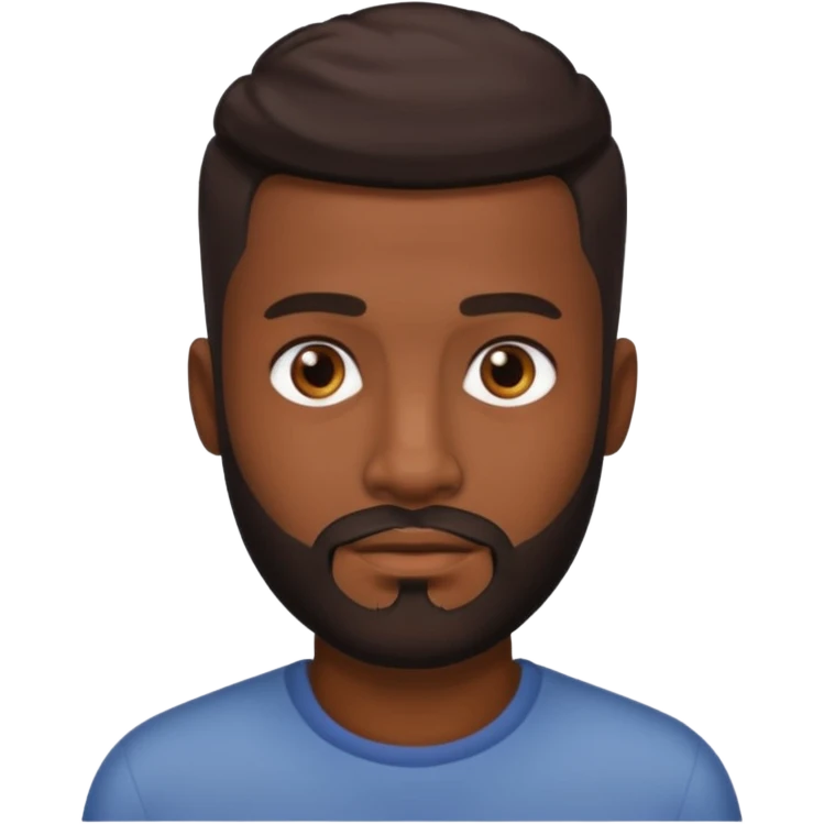 Dark brown skin man with a light beard and a fade haircut with dark brown eyes emoji