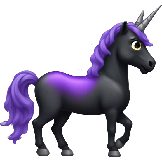 Spooky black unicorn with purple emoji