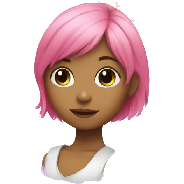 Girl, pink hair, and a pineapple  emoji