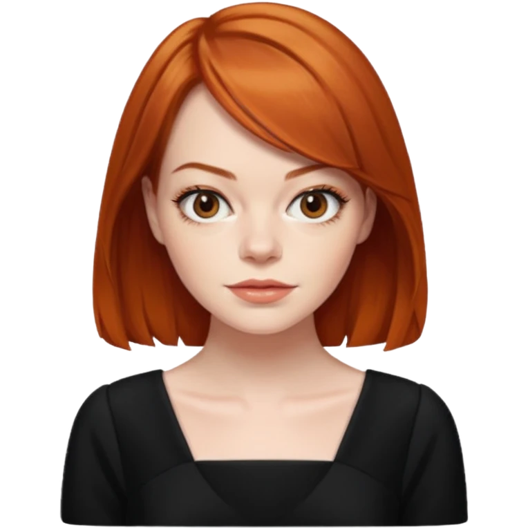 Emma Stone, orange brown hair, black dress emoji