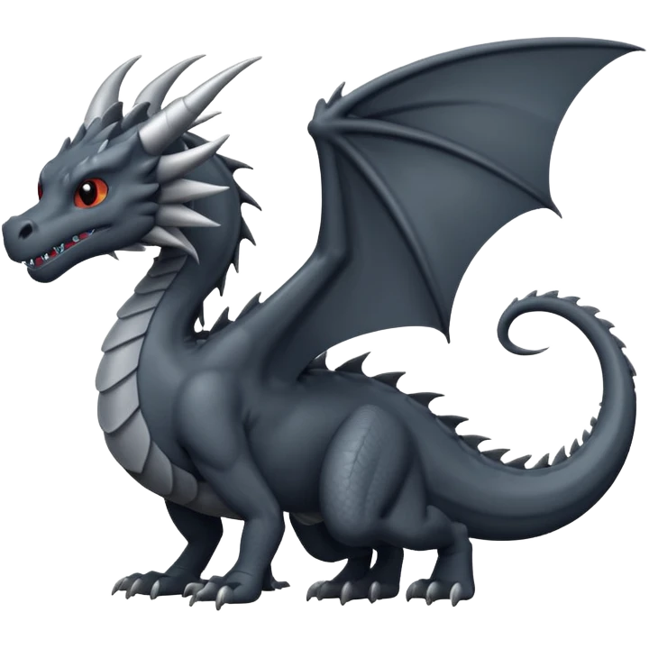 a minimalistic simple dark gray dragon emoji