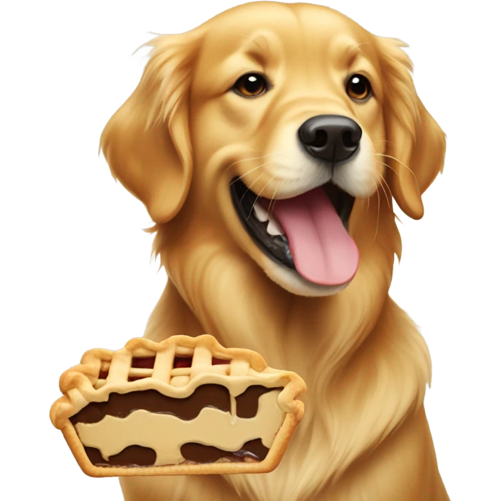 Golden retriever eating pie emoji