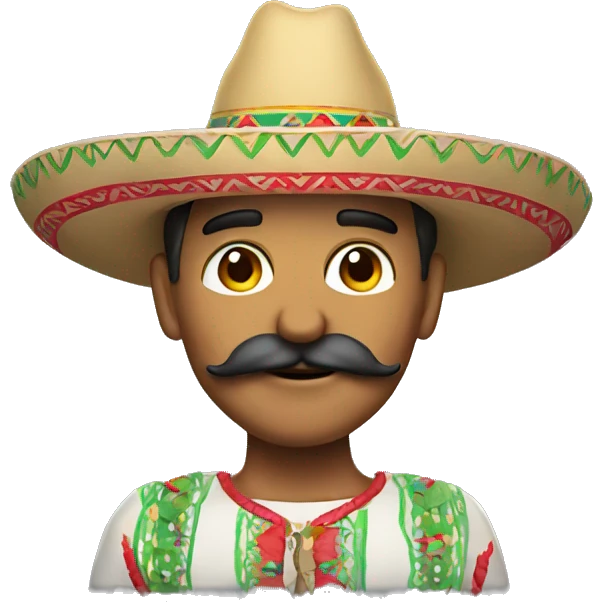 Mexican with a mustache and sombrero named Raphael  emoji