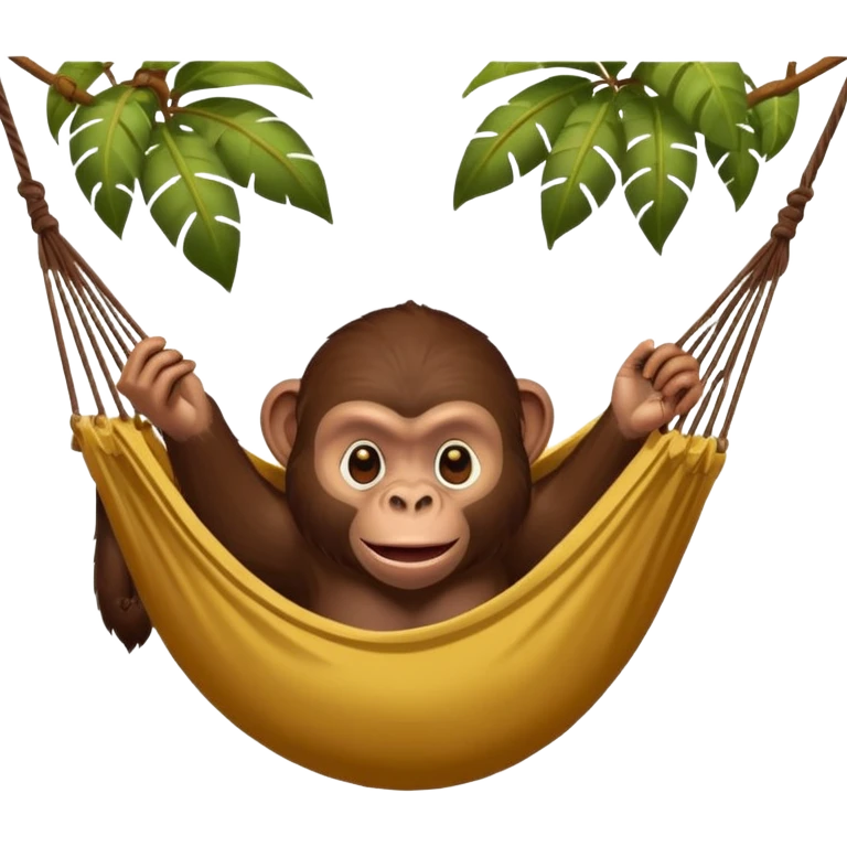 affe liegt im dschungel in einer hängematte, isst schokolade emoji