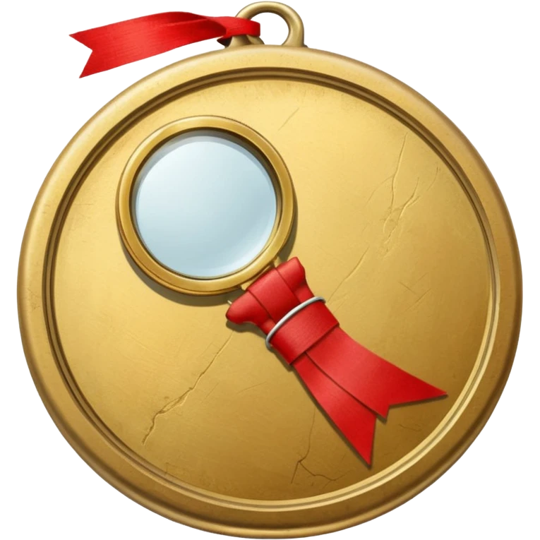 gold medal with bandage and ONLY ONE magnifier engraved on the center emoji