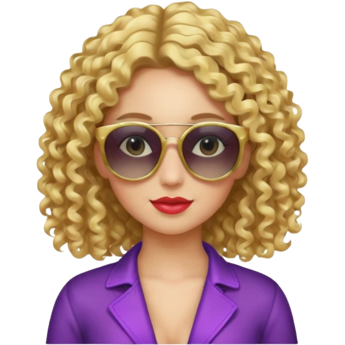 fancy blonde curly hair girl with sunglasses and night club outfits emoji