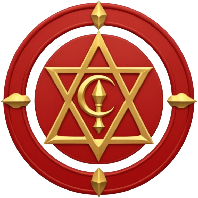 a circular casting sigil inspired by the wizard101 balance school using base color sand and trim color red. Bitch, put A golden scale in the middle as a the main focus  emoji