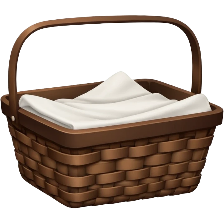 A dark Brown basket with fresh washed linen emoji