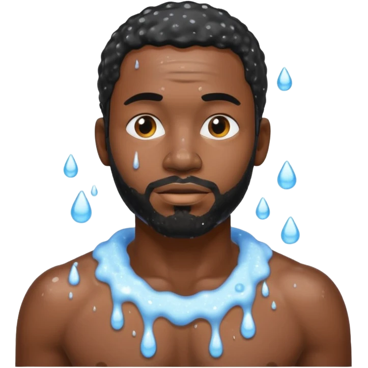 Black man in shower with black man emoji