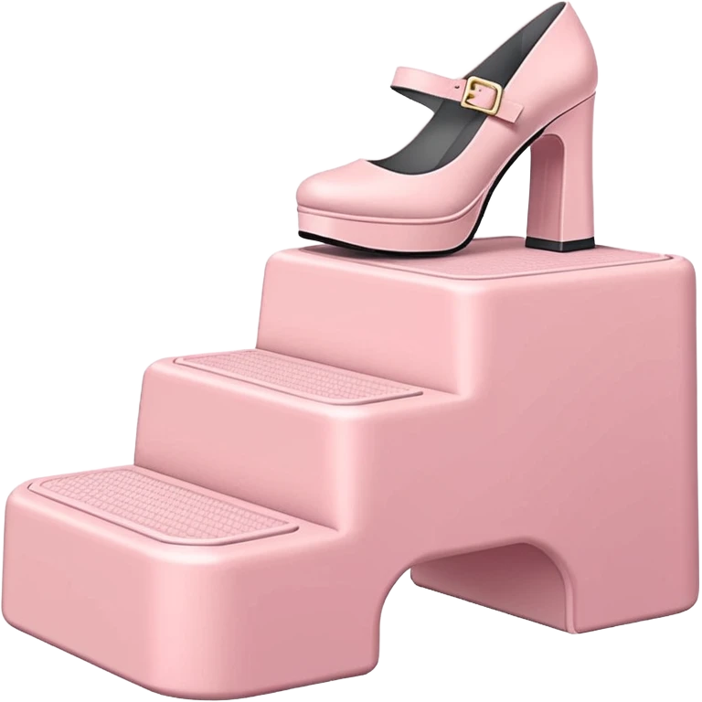 Pastel pink stepper platform with soft shadows, clean setup emoji