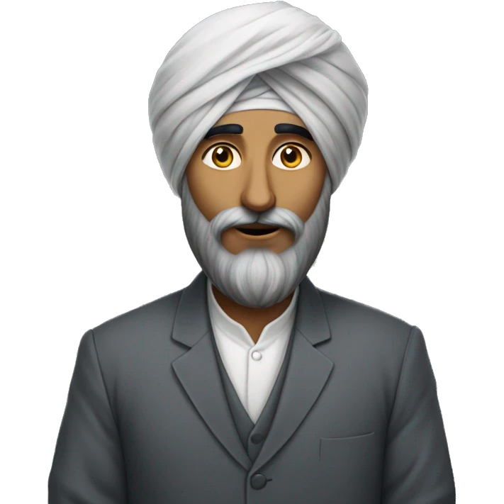 gregnant sikh man with grey ha emoji