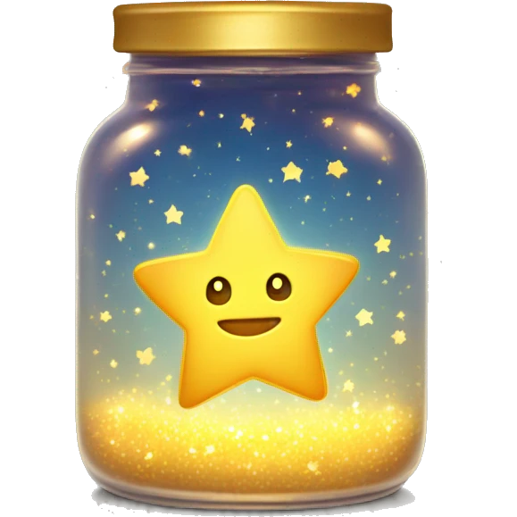 glowing star jar with tiny golden stars inside, emitting a soft sparkle. emoji