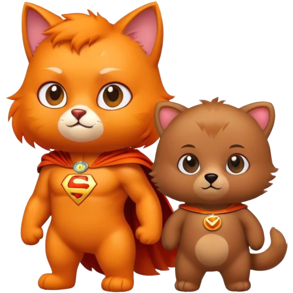 à super hero cat and his little cute bear girlfriend  emoji