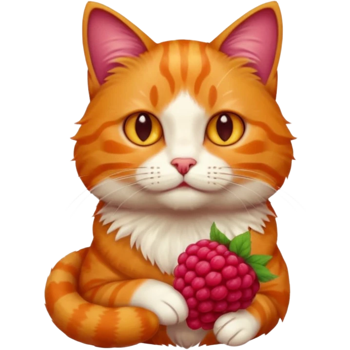 cat holding a raspberry emoji